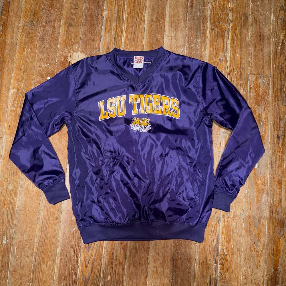 Red Oak Sportswear LSU Tigers Vintage V-Neck Windbreaker Pullover